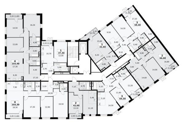 Количество комнат: 3,  64.3 кв.м.