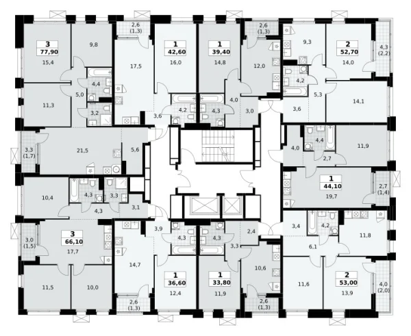 Количество комнат: 3,  77.9 кв.м.