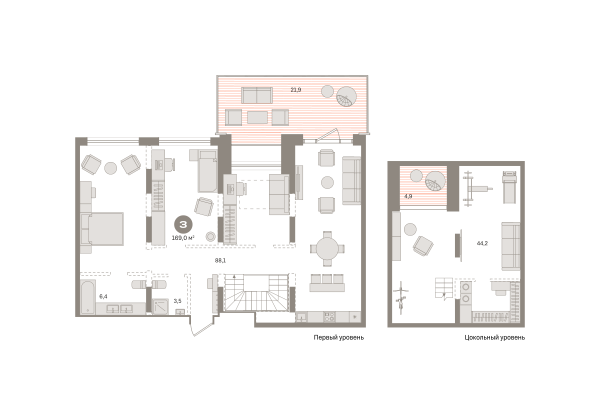 Новая 1-к квартира
 168.96 м² на 1/7 этаже в ЖК «Речной порт» в городе Тюмень 