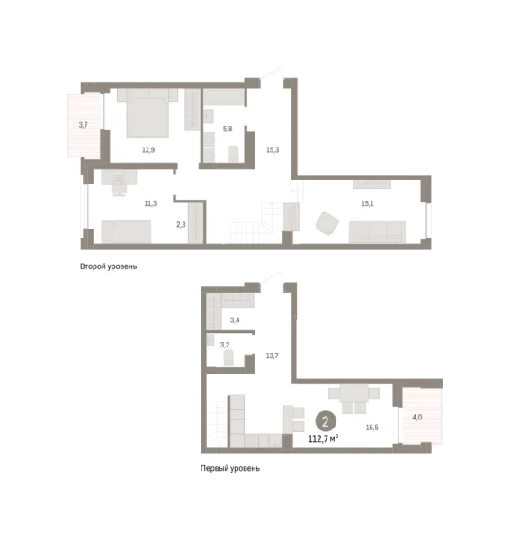 Новая 2-к квартира
 110.9 м² на 2/10 этаже в ЖК «Речной порт» в городе Тюмень 