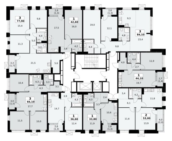 Количество комнат: 3,  84.1 кв.м.
