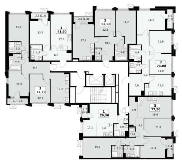 Количество комнат: 3,  72.3 кв.м.