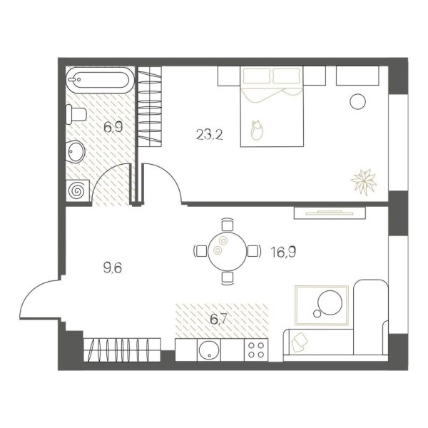Новая 1-к квартира
 63.3 м² на 3/12 этаже в ЖК «White House» в городе Тюмень 