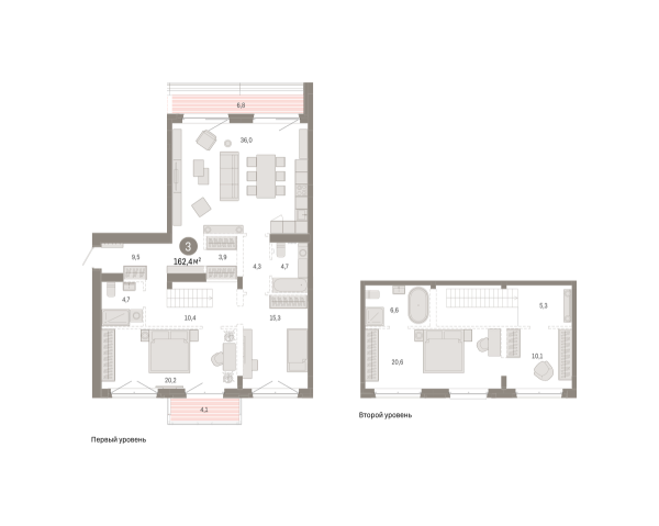 Новая 3-к квартира
 162.36 м² на 7/7 этаже в ЖК «Кварталы «На Минской»» в городе Тюмень 