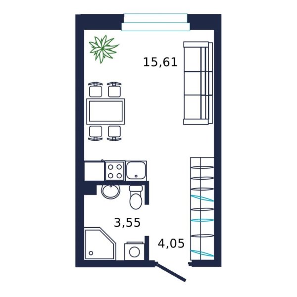Новая квартира-студия
 22.7 м² на 19/19 этаже в ЖК «Норден» в городе Тюмень 
