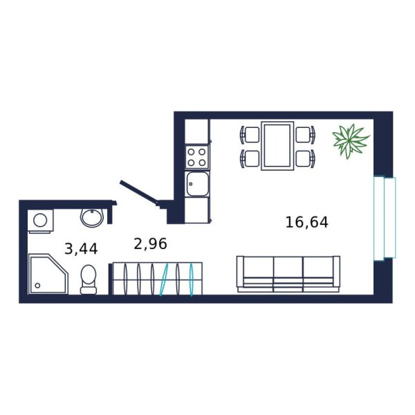 Новая квартира-студия
 22.7 м² на 16/19 этаже в ЖК «Норден» в городе Тюмень 
