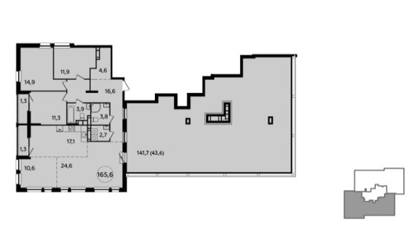 Новая 4-к квартира
 165.6 м² на 23/23 этаже в ЖК «Южные сады» в городе Тюмень 