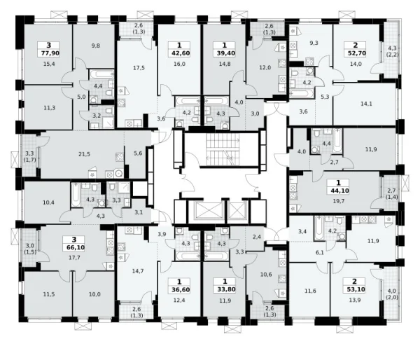 Количество комнат: 3,  77.9 кв.м.