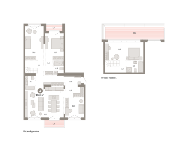 Новая 4-к квартира
 180.66 м² на 7/7 этаже в ЖК «Кварталы «На Минской»» в городе Тюмень 